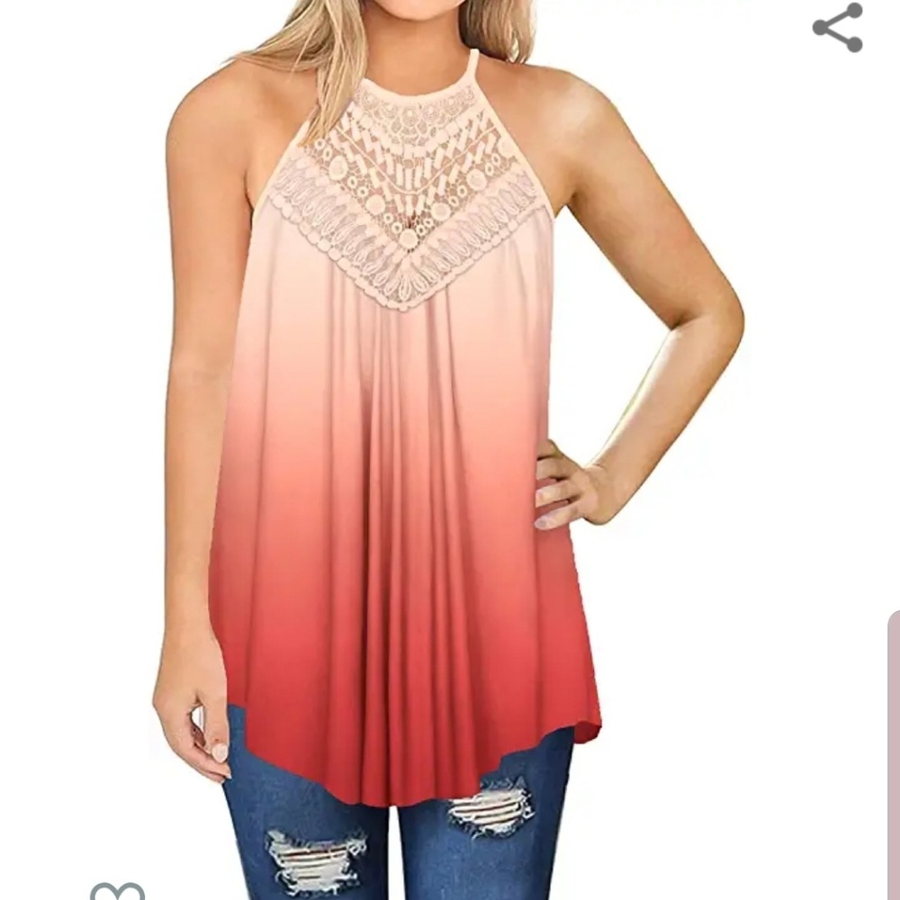 Cotton tank with ombre cream to pink